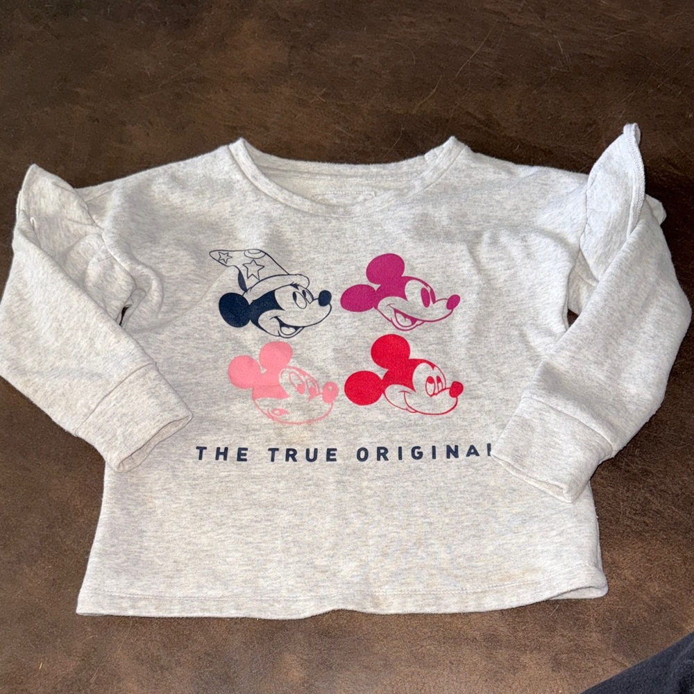 Disney Mickey Mouse Long Sleeve Gray Kids Tee